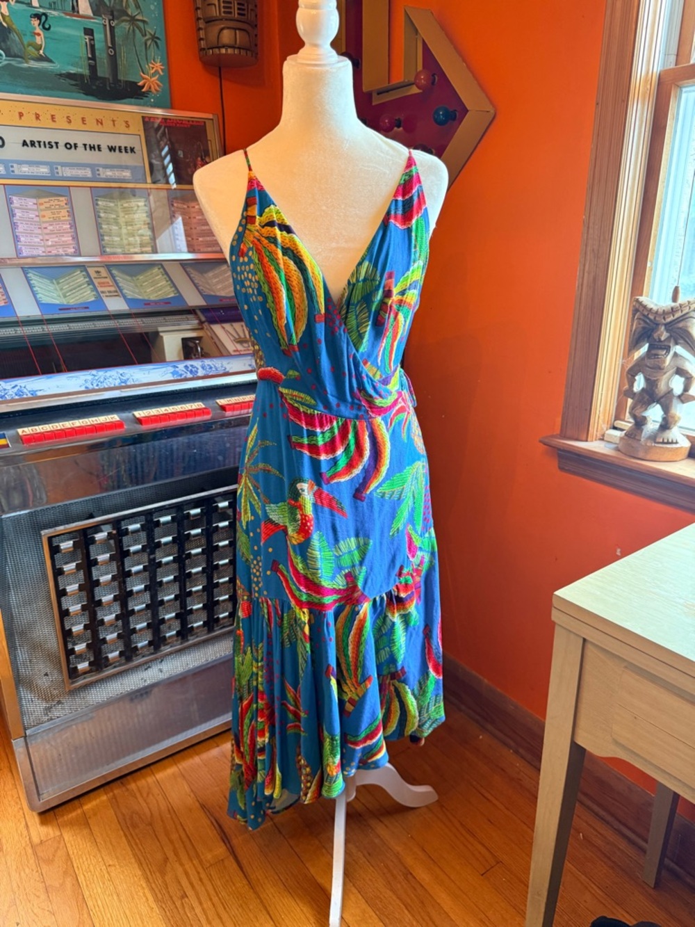 Farm Rio Blue Banana Wrap dress